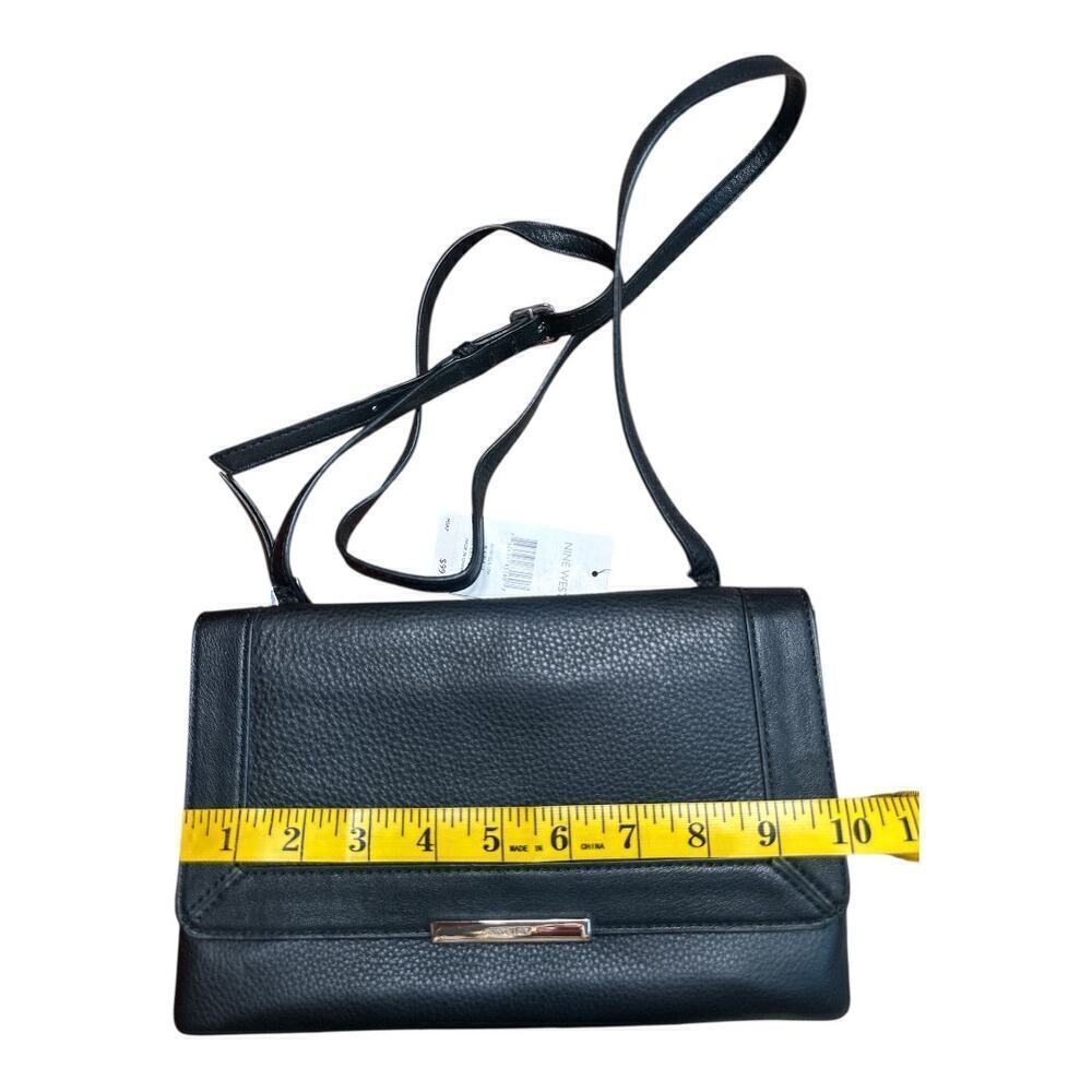 Nine West Black Leather Adjustable Strap Crossbody Purse Bag 10" x 6" NWT - Picture 3 of 6